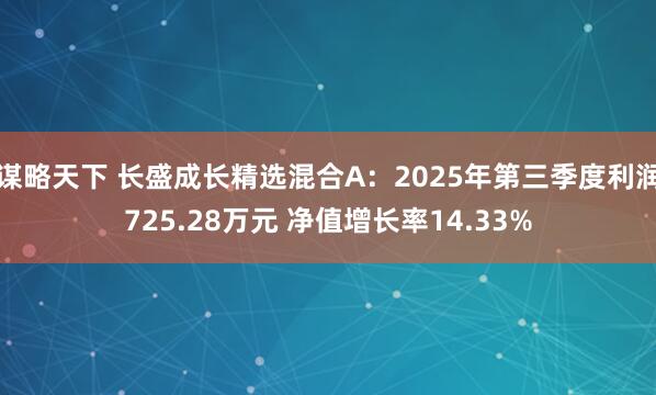 谋略天下 长盛成长精选混合A:2025年第三季度利润725.28万元 净值增长率14.33%