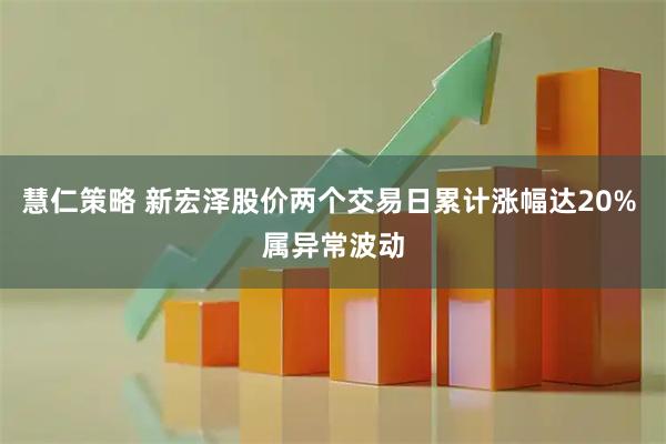 慧仁策略 新宏泽股价两个交易日累计涨幅达20% 属异常波动