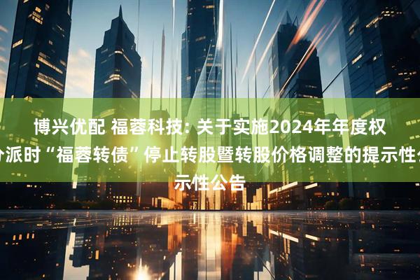 博兴优配 福蓉科技: 关于实施2024年年度权益分派时“福蓉转债”停止转股暨转股价格调整的提示性公告