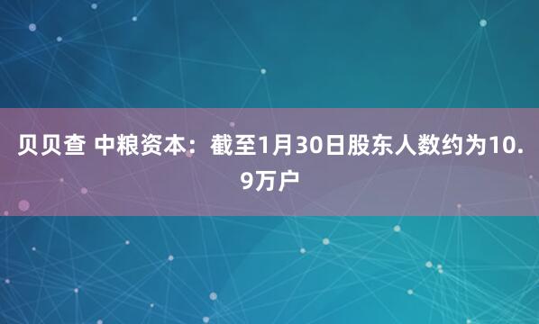 贝贝查 中粮资本：截至1月30日股东人数约为10.9万户